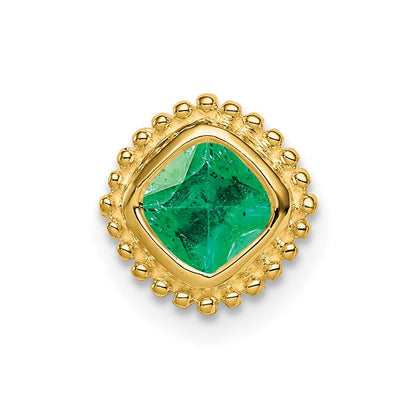 14K Gelbgold Kissen Smaragd Kette Anhänger