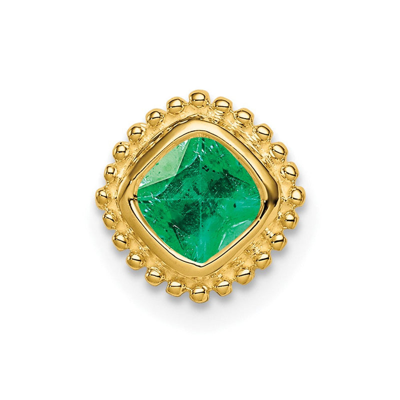 14K Gelbgold Kissen Smaragd Kette Anhänger