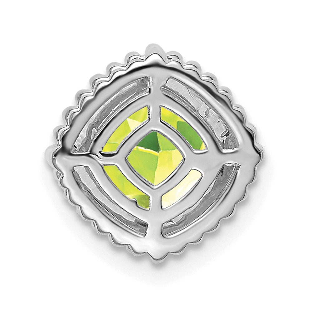 14K Weißgold Kissen Peridot Kette Anhänger
