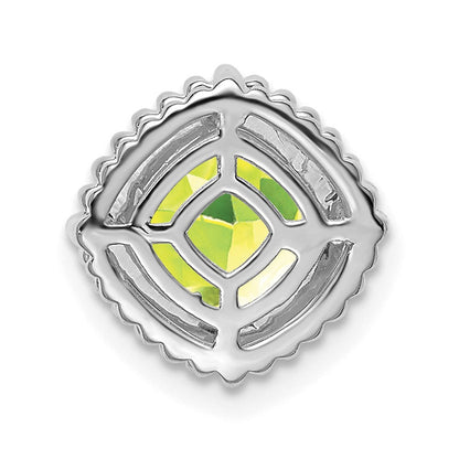 14K Weißgold Kissen Peridot Kette Anhänger