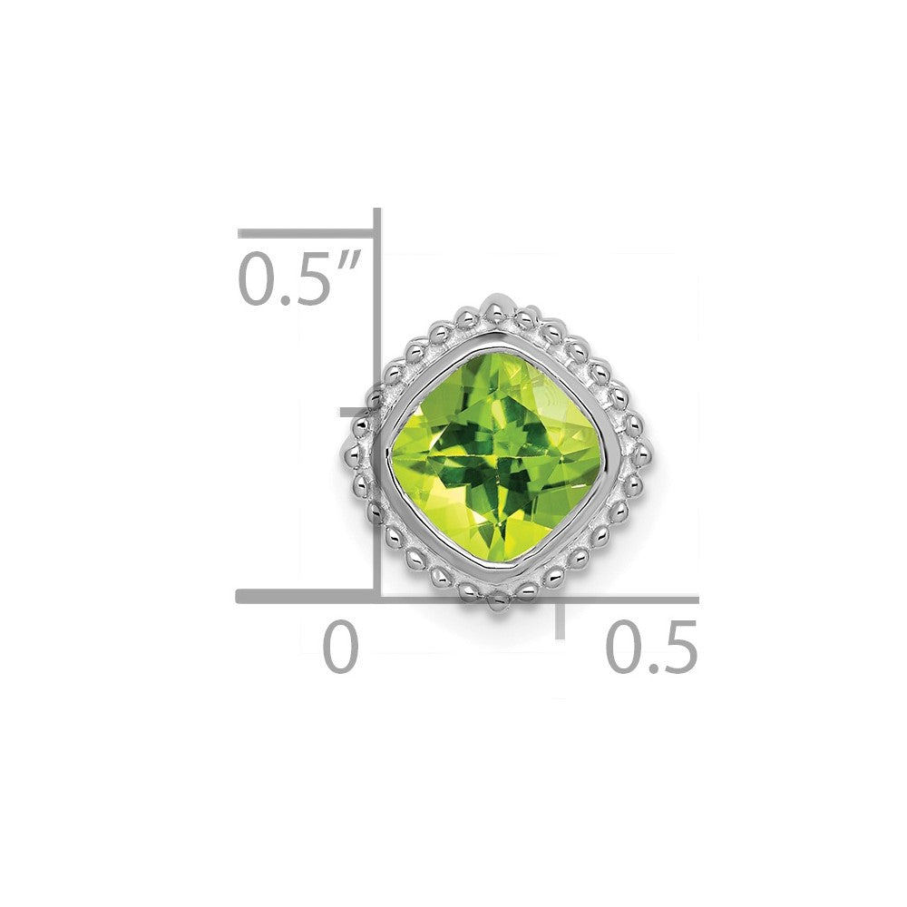 14K Weißgold Kissen Peridot Kette Anhänger