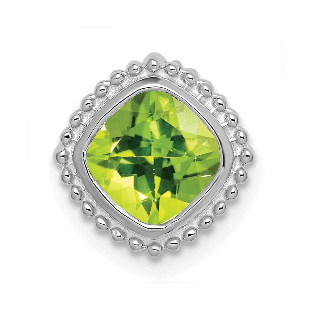 14K Weißgold Kissen Peridot Kette Anhänger