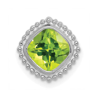 14K Weißgold Kissen Peridot Kette Anhänger