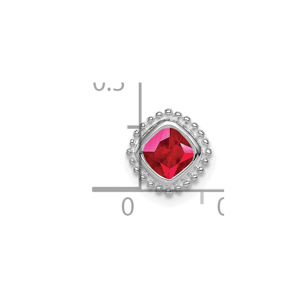 14K Weißgold Kissen Rubin Kette Anhänger