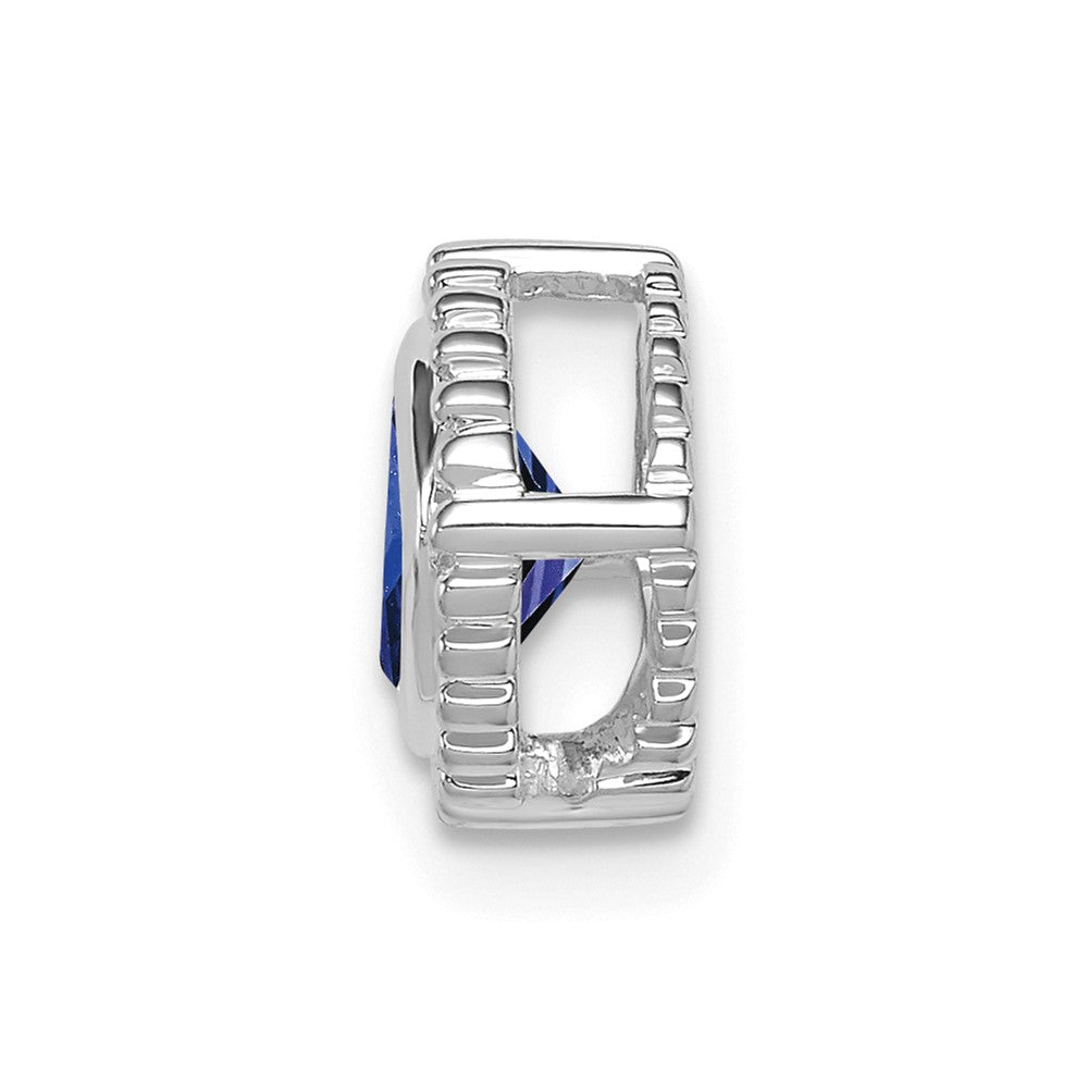 14K Weißgold Kissen Saphir Kette Anhänger