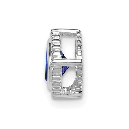 14K Weißgold Kissen Saphir Kette Anhänger