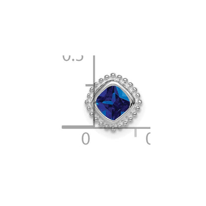 14K Weißgold Kissen Saphir Kette Anhänger