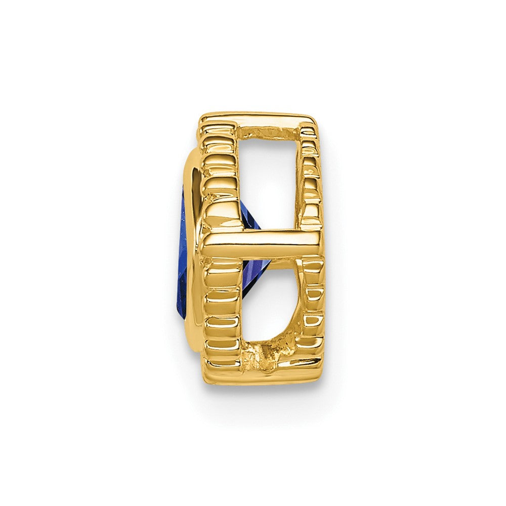 14K Gelbgold Kissen Saphir Kette Anhänger