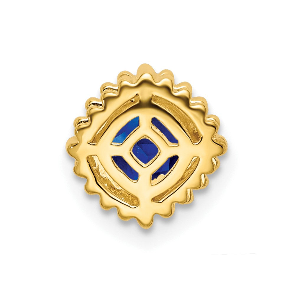 14K Gelbgold Kissen Saphir Kette Anhänger
