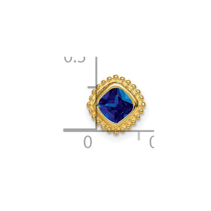14K Gelbgold Kissen Saphir Kette Anhänger