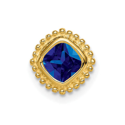 14K Gelbgold Kissen Saphir Kette Anhänger