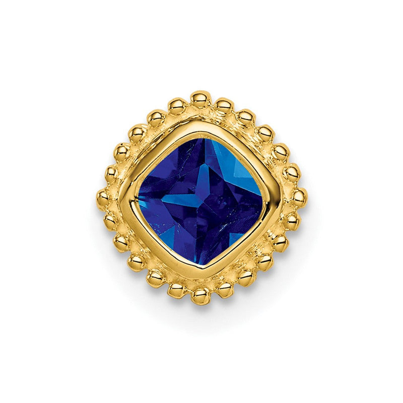 14K Gelbgold Kissen Saphir Kette Anhänger