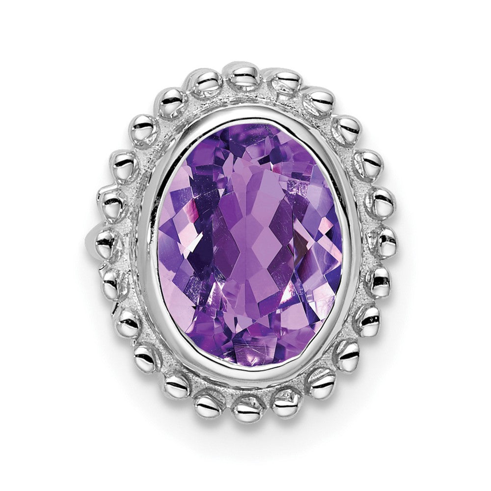 14K Weißgold Oval Amethyst Kette Anhänger