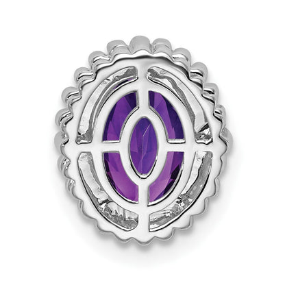 14K Weißgold Oval Amethyst Kette Anhänger