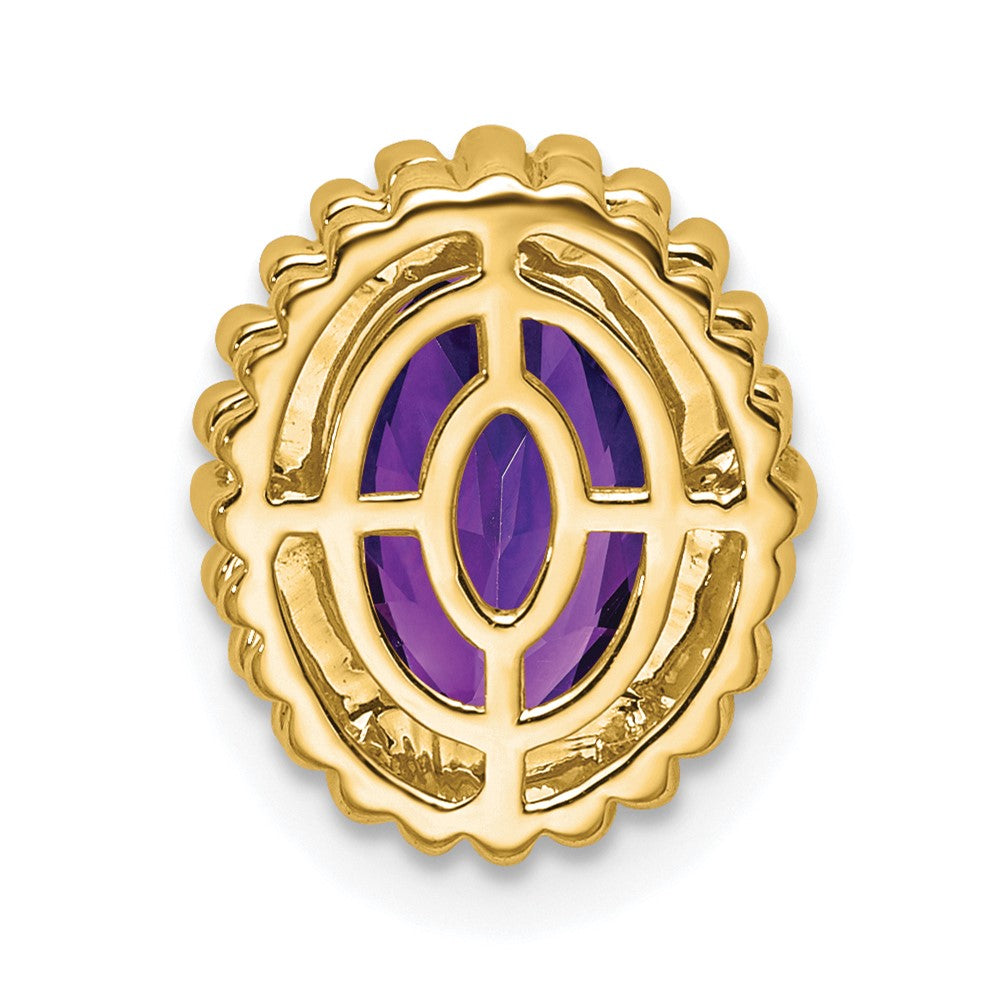 14K Gelbgold Oval Amethyst Kette Anhänger