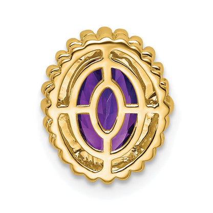 14K Gelbgold Oval Amethyst Kette Anhänger