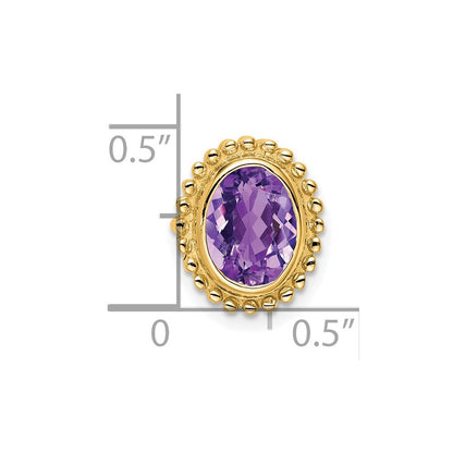 14K Gelbgold Oval Amethyst Kette Anhänger