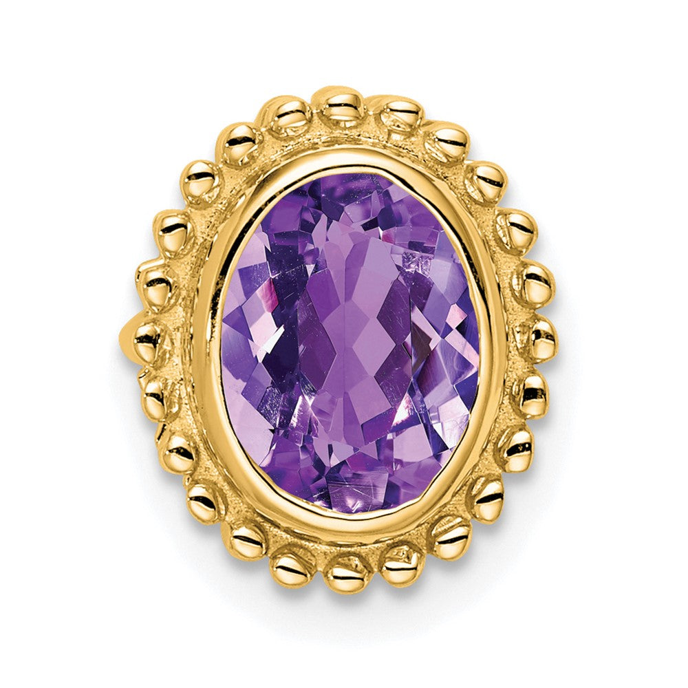 14K Gelbgold Oval Amethyst Kette Anhänger