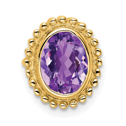 14K Gelbgold Oval Amethyst Kette Anhänger