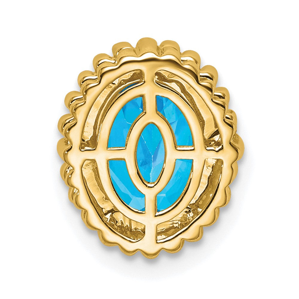 10K Gelbgold Oval Blautopas Kette Anhänger