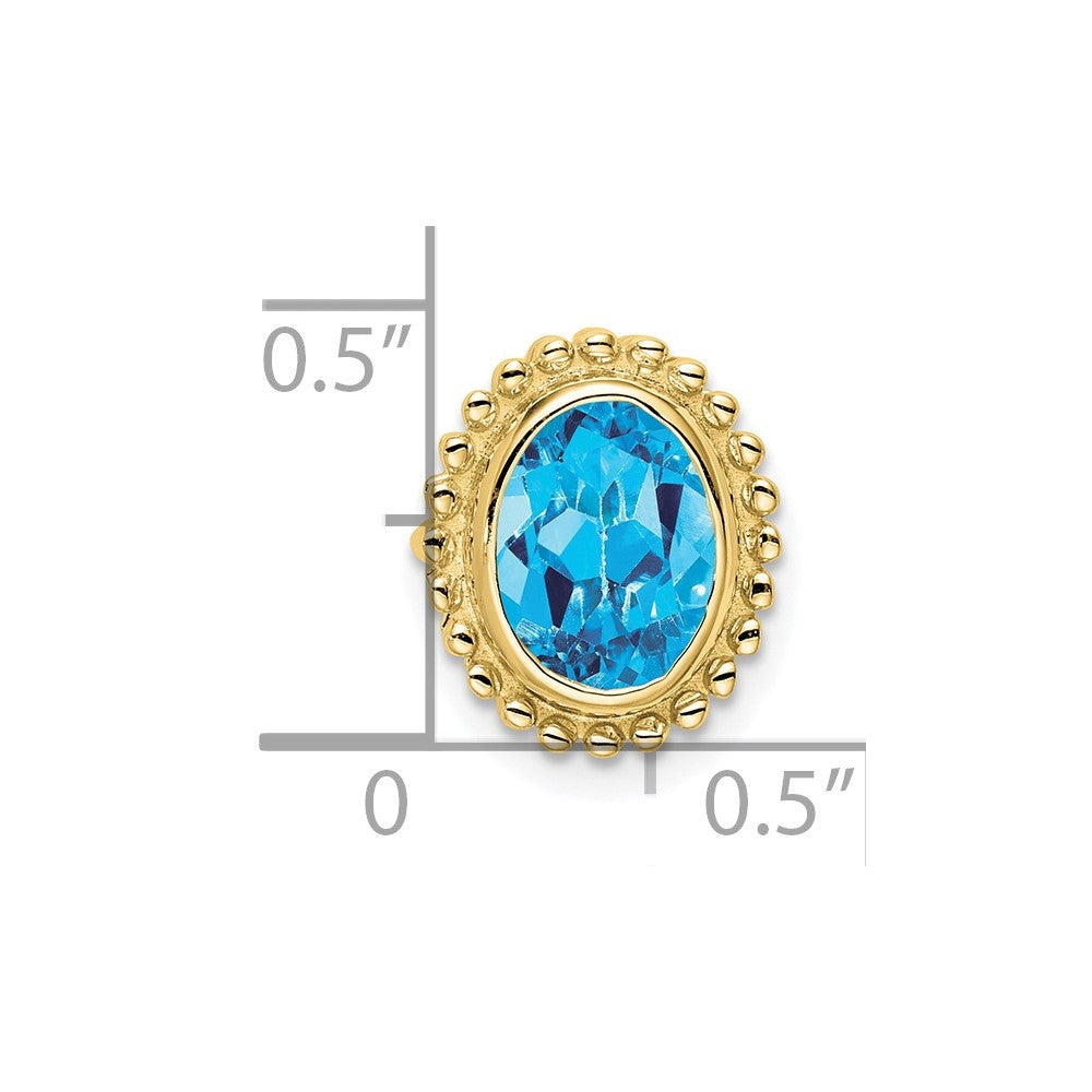 10K Gelbgold Oval Blautopas Kette Anhänger