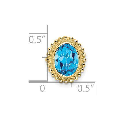10K Gelbgold Oval Blautopas Kette Anhänger