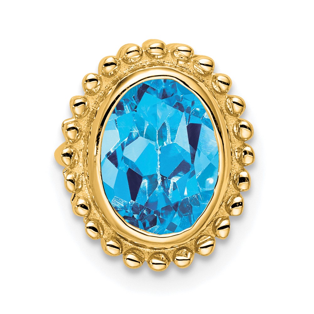 10K Gelbgold Oval Blautopas Kette Anhänger