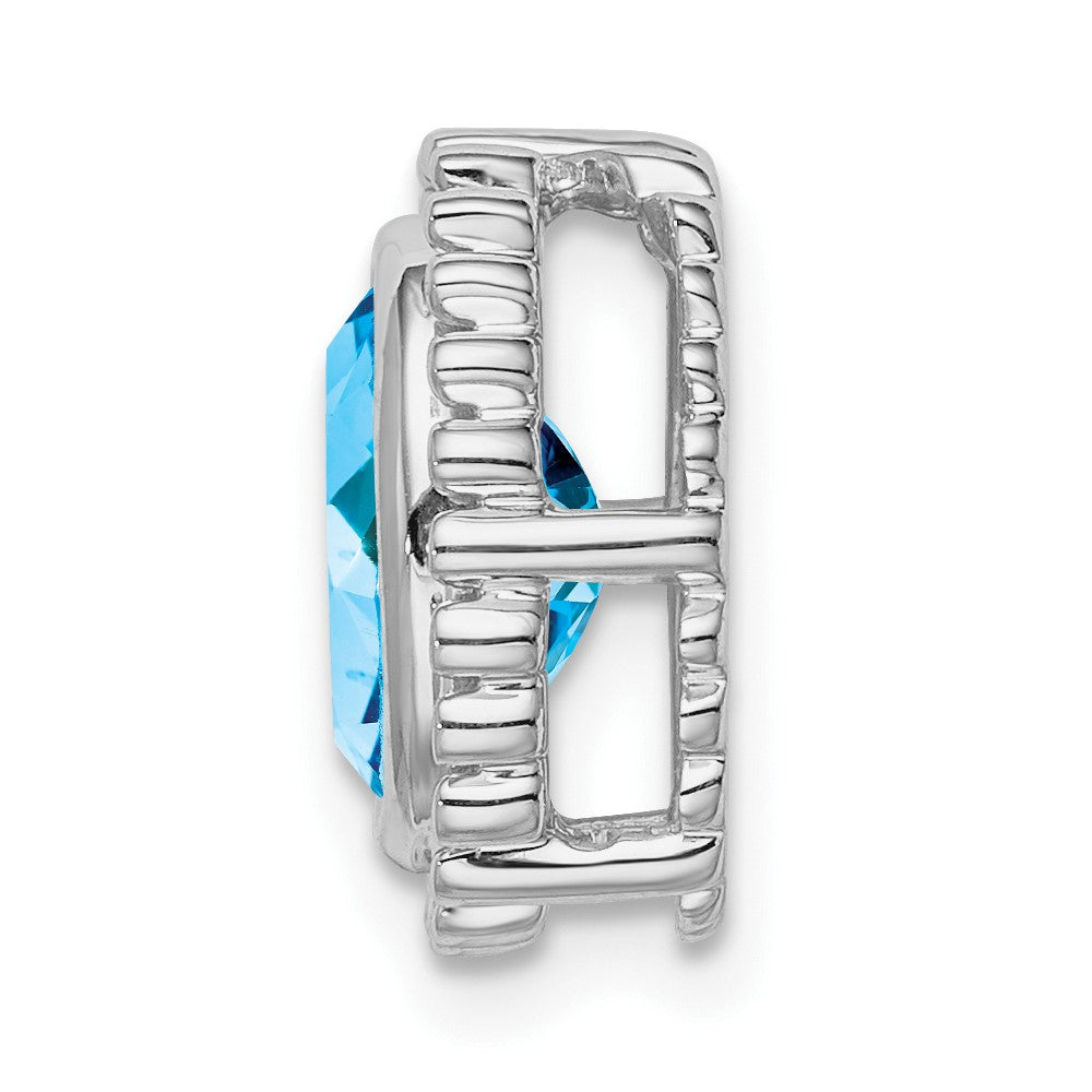 14K Weißgold Oval Blautopas Kette Anhänger