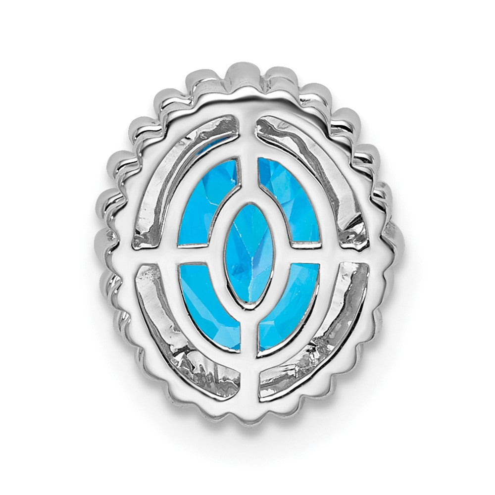 14K Weißgold Oval Blautopas Kette Anhänger