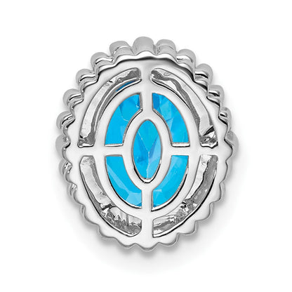 14K Weißgold Oval Blautopas Kette Anhänger
