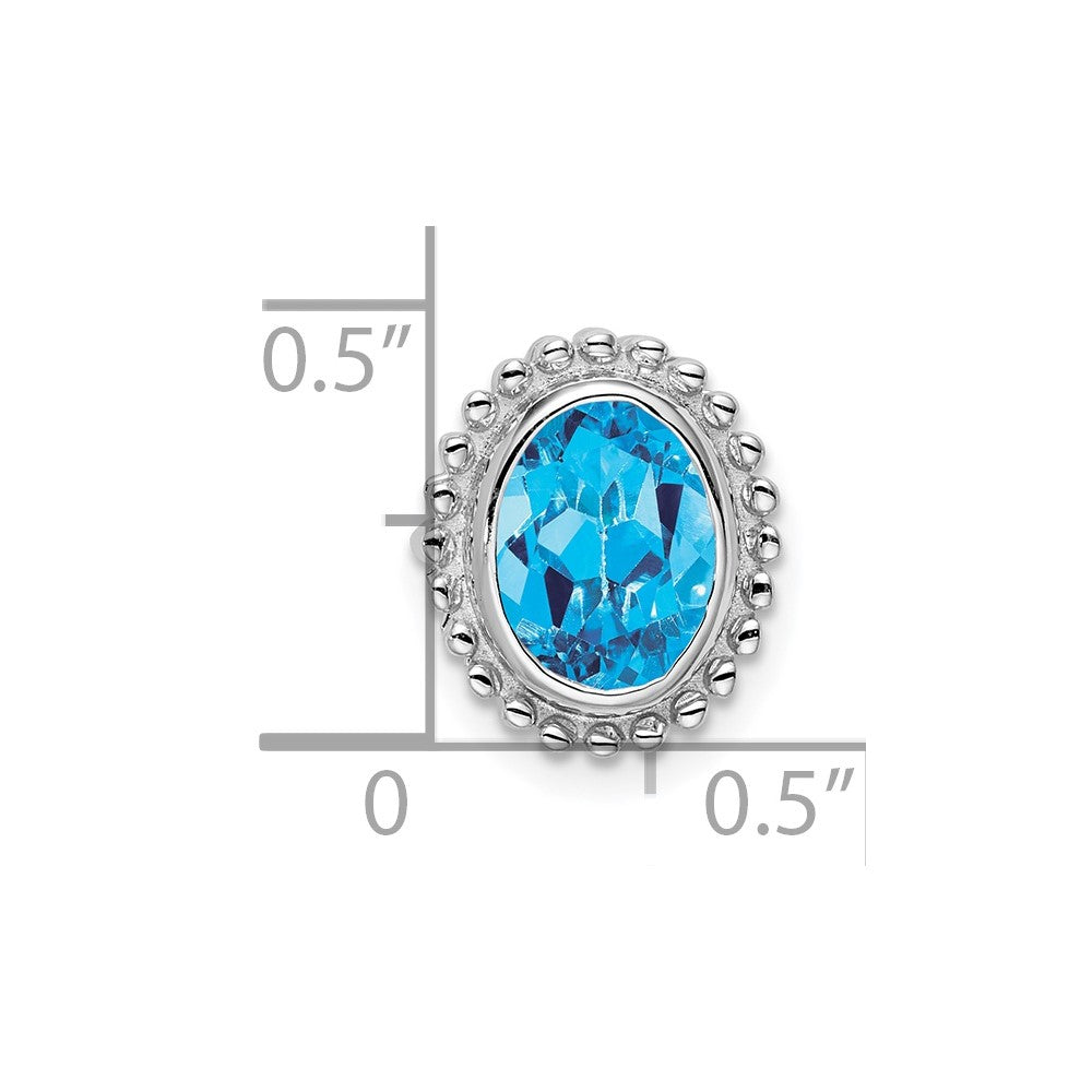 14K Weißgold Oval Blautopas Kette Anhänger
