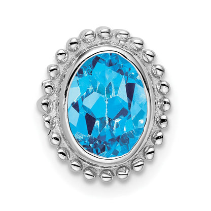 14K Weißgold Oval Blautopas Kette Anhänger