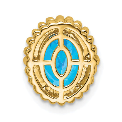 14K Gelbgold Oval Blautopas Kette Anhänger