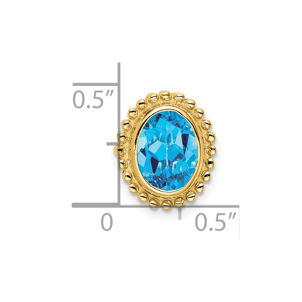 14K Gelbgold Oval Blautopas Kette Anhänger