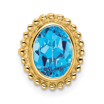 14K Gelbgold Oval Blautopas Kette Anhänger