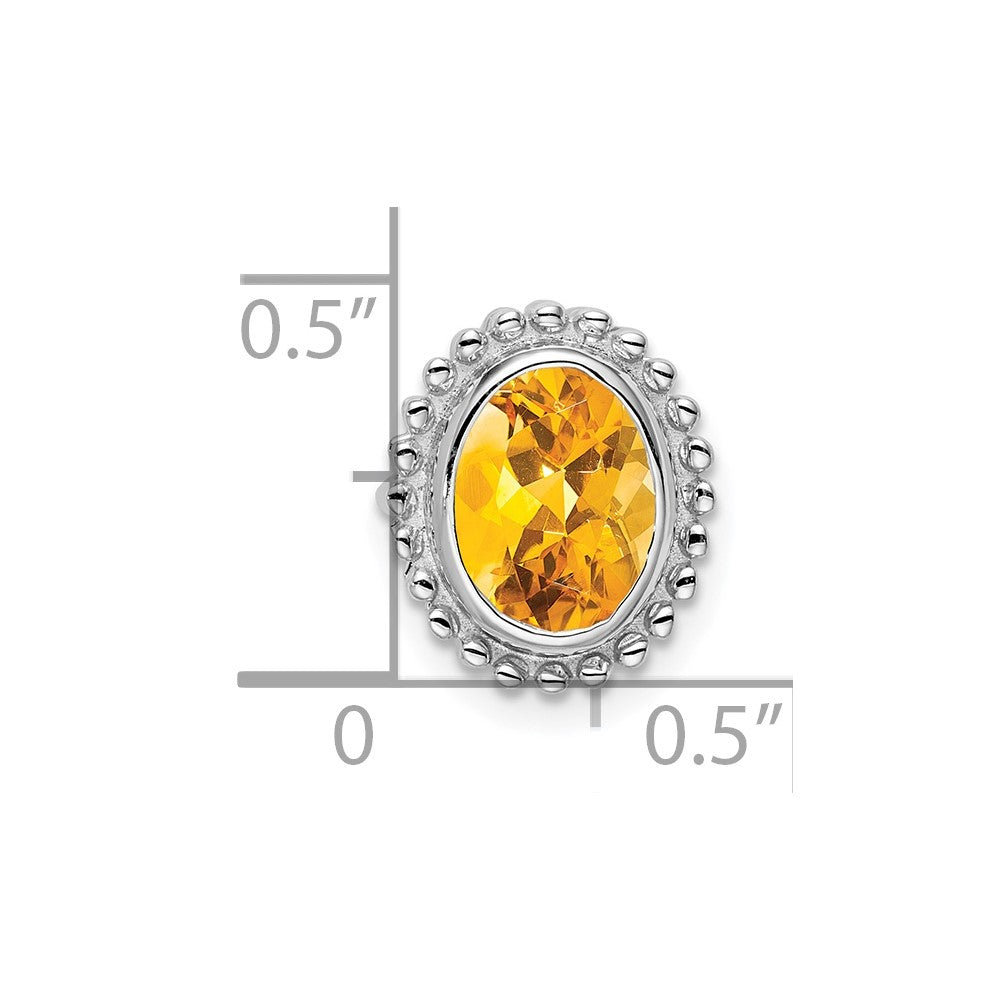 14K Weißgold Oval Citrin Kette Anhänger