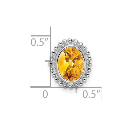 14K Weißgold Oval Citrin Kette Anhänger