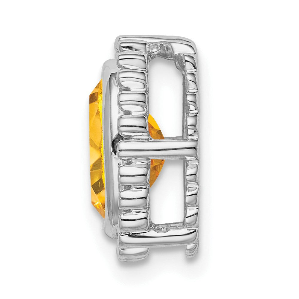 14K Weißgold Oval Citrin Kette Anhänger