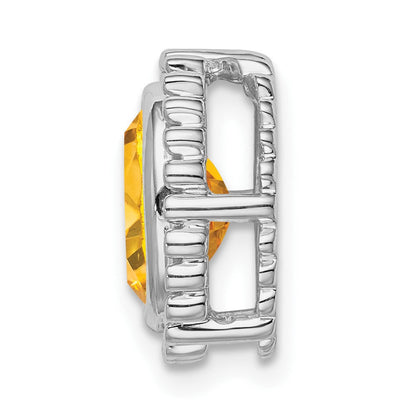 14K Weißgold Oval Citrin Kette Anhänger