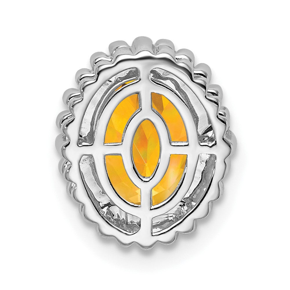 14K Weißgold Oval Citrin Kette Anhänger