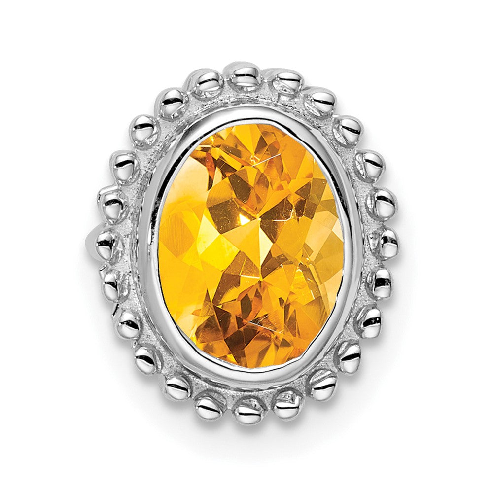 14K Weißgold Oval Citrin Kette Anhänger