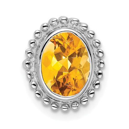14K Weißgold Oval Citrin Kette Anhänger