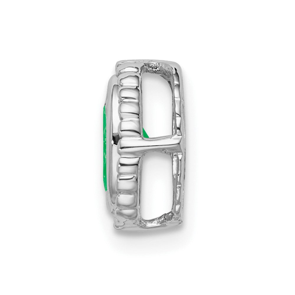 14K Weißgold Oval Smaragd Kette Anhänger