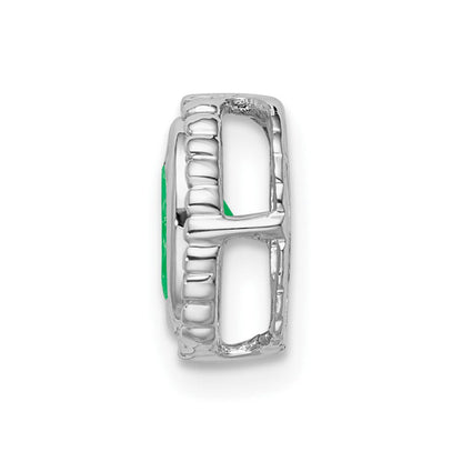 14K Weißgold Oval Smaragd Kette Anhänger