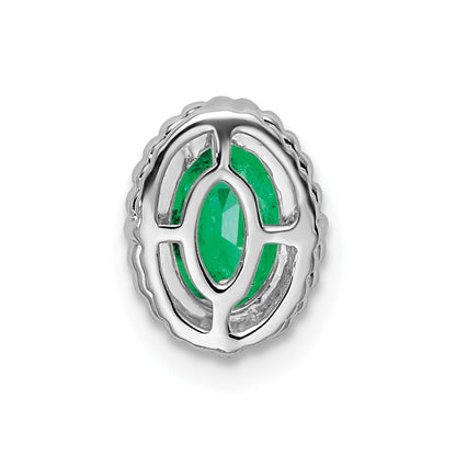 14K Weißgold Oval Smaragd Kette Anhänger