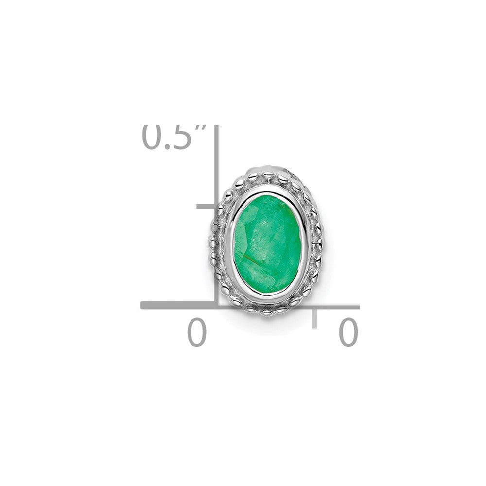 14K Weißgold Oval Smaragd Kette Anhänger