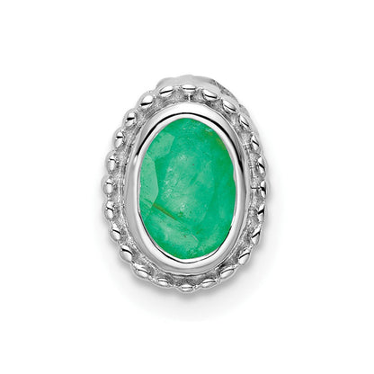 14K Weißgold Oval Smaragd Kette Anhänger