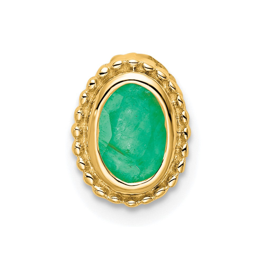14K Gelbgold Oval Smaragd Kette Anhänger