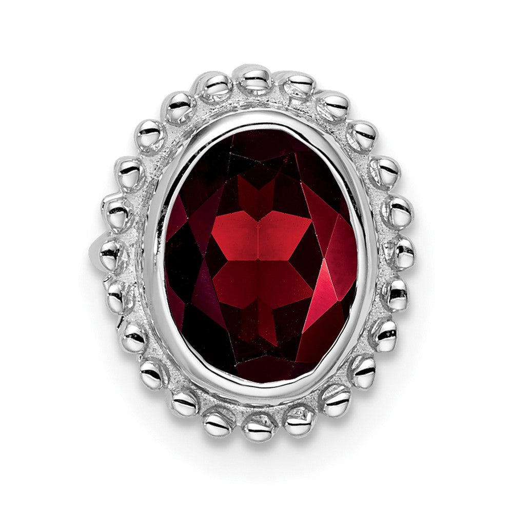 14K Weißgold Oval Granat Kette Anhänger