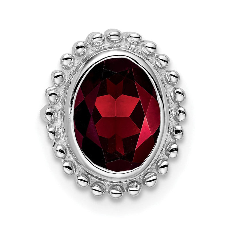 14K Weißgold Oval Granat Kette Anhänger